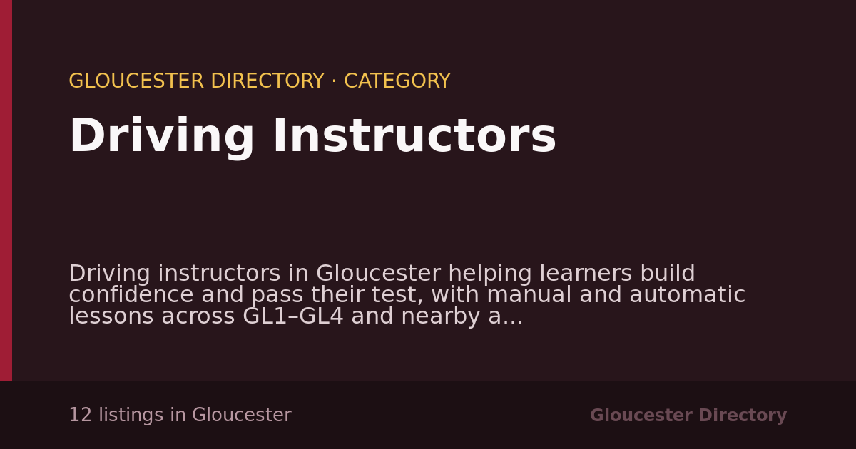 Driving Instructors in Gloucester — 12 local listings