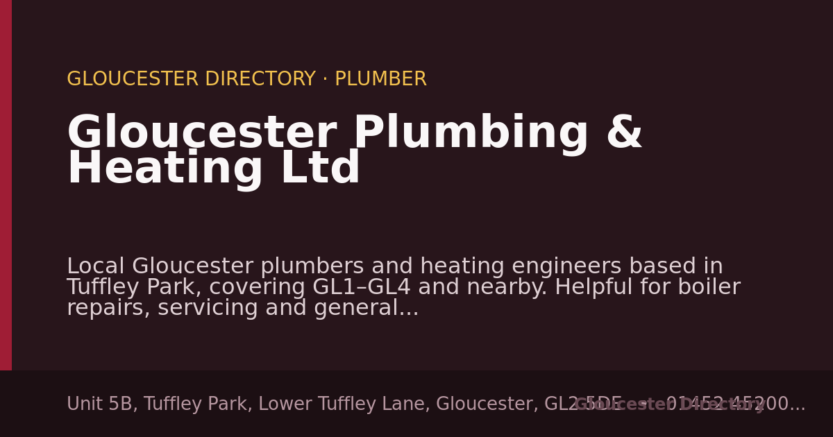 Gloucester Plumbing & Heating Ltd — Plumber in Gloucester