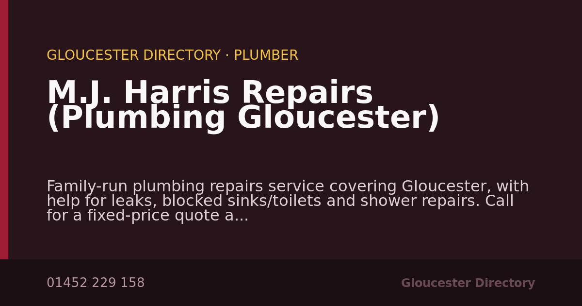 M.J. Harris Repairs (Plumbing Gloucester) — Plumber in Gloucester